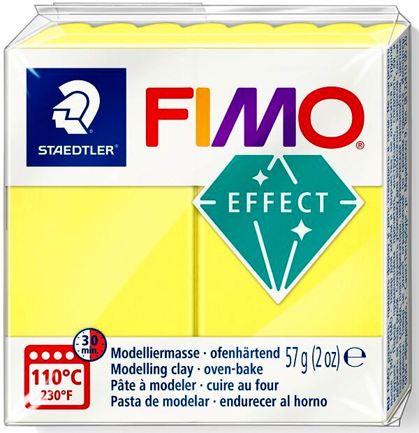 PATE POLYMERE FIMO EFFECT TRANSPARENT JAUNE 57 gr REF 8010-104