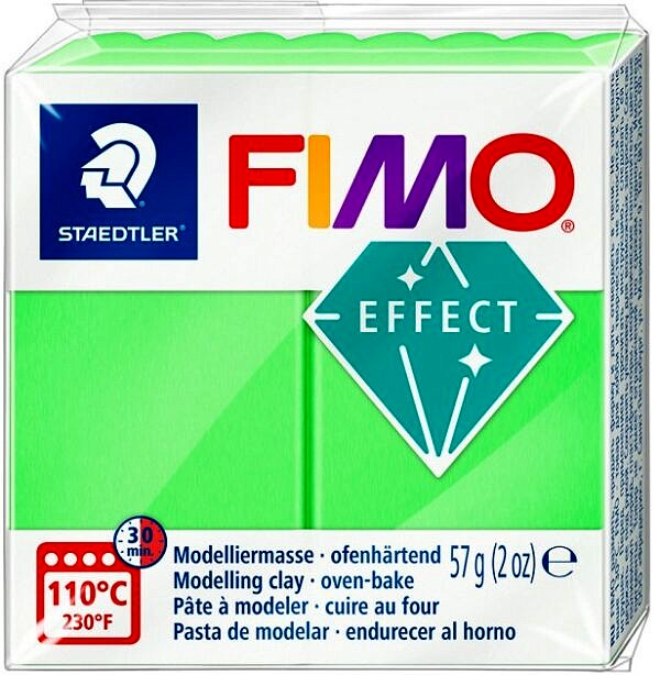 PATE POLYMERE FIMO EFFECT TRANSPARENT VERT 57 gr REF 8010-504